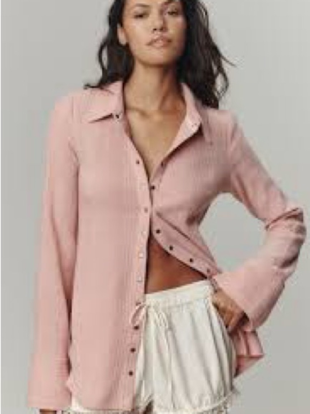 Pilcro Blush Pink Button-Down Shirt